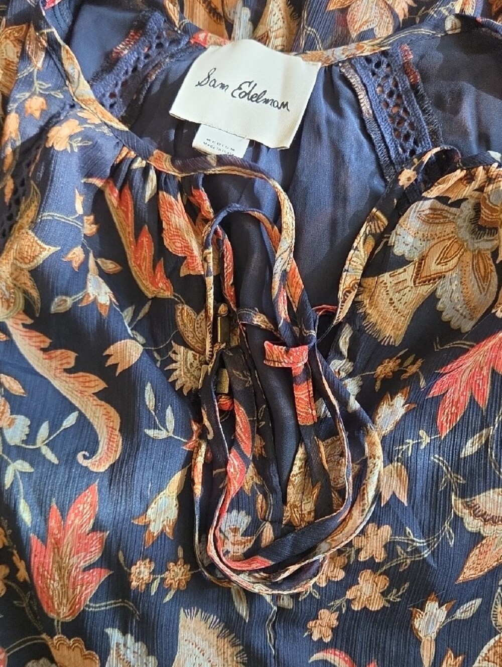 Sam Edelman Navy Floral Midi Dress with Pink & Cream Flowers - Picture 13 of 13